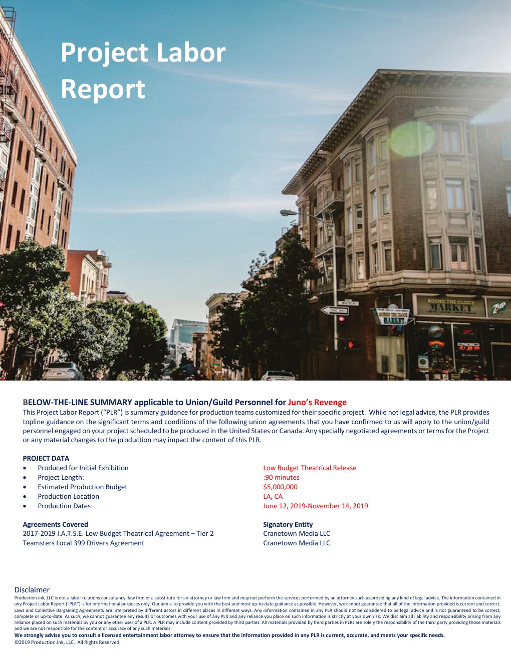 First page of the sample Project Labor Report PDF